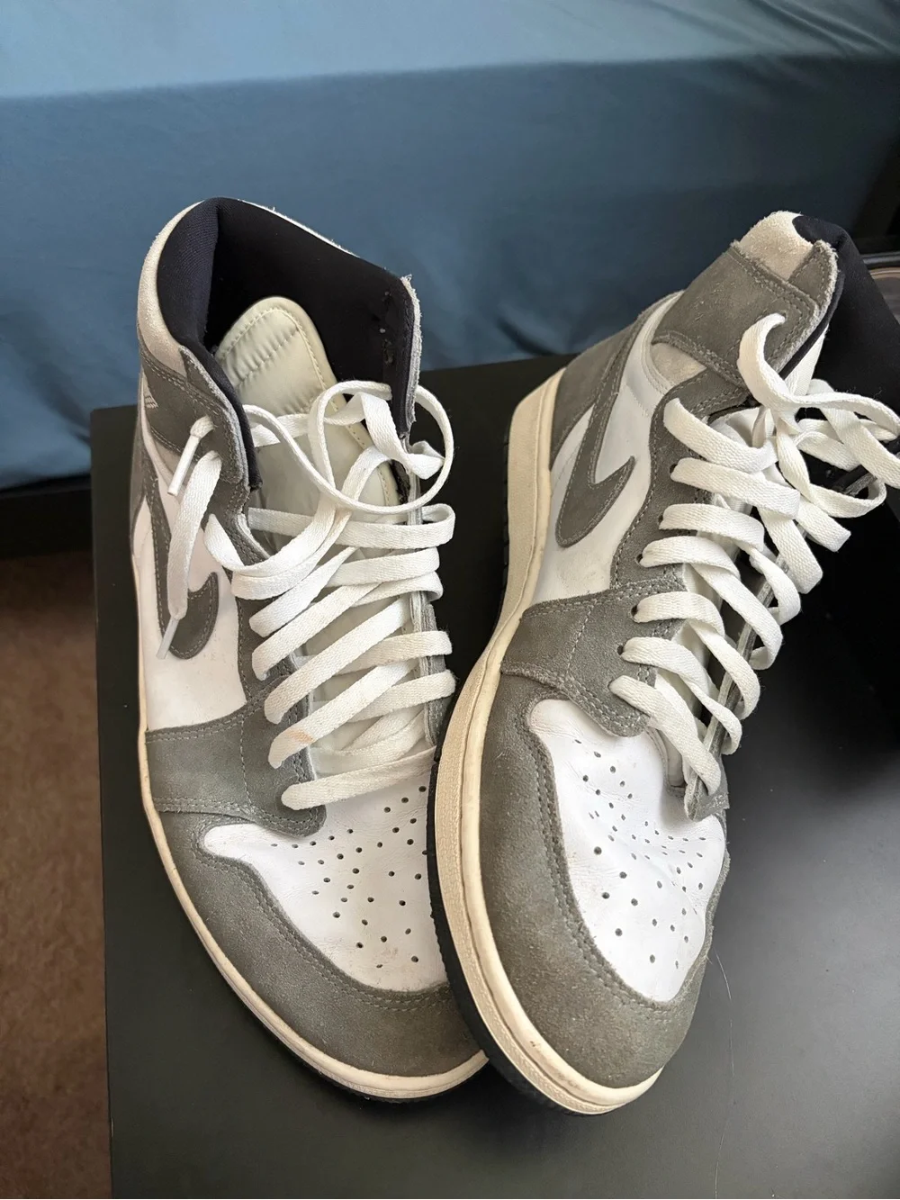 Jordan High-Top Sneakers in Gray and White